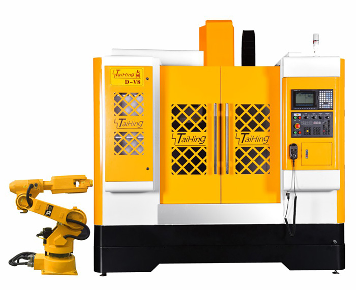 线轨机D-V8（三菱系统）—CNC850三轴线轨机(高速高精密零件立式加工中心机） （带油雾得理器） 主轴转速达18000转 ，带机械手